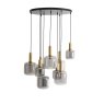 Hanglamp 9L 835x795 cm LEKAR antiek brons+smoke glas Hanglamp 9L 835x795 cm LEKAR antiek brons+smoke glas