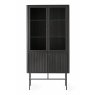 Velvet Vitrine with 2 Glass Doors & Fluted Doors Velvet Vitrine with 2 Glass Doors & Fluted Doors