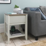 Bergen Grey Washed Oak & Soft Grey Lamp Table With Drawer Bergen Grey Washed Oak & Soft Grey Lamp Table With Drawer