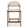 Camden Rustic Oak Upholstered Bar Stool - Ivory Bonded Leather (Single)