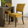 Logan Fumed Oak Upholstered Chair   Mustard Velvet Fabric  1